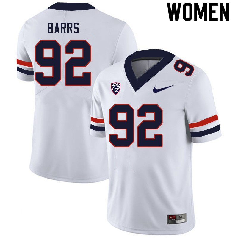 Women #92 Kyon Barrs Arizona Wildcats College Football Jerseys Sale-White - Click Image to Close